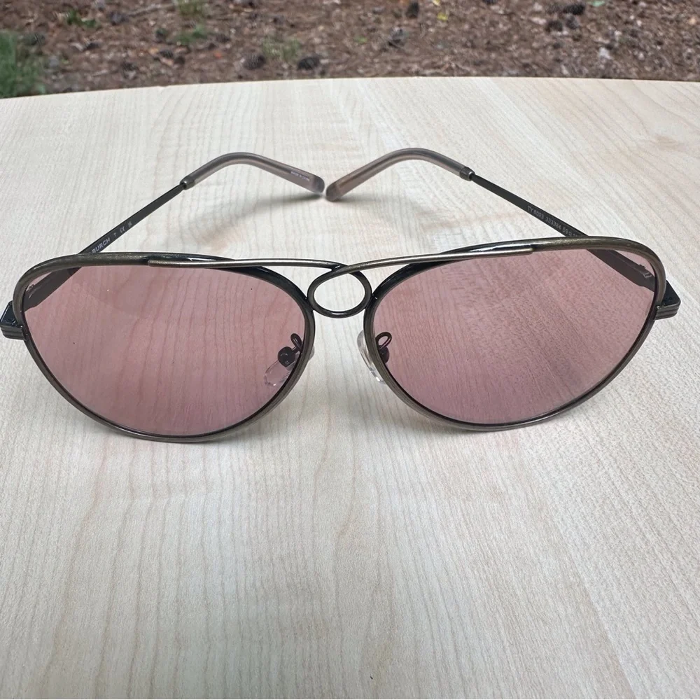 TORY BURCH sunglasses for women aviators with rose pink lenses metal NEW + CASE - Picture 2 of 11